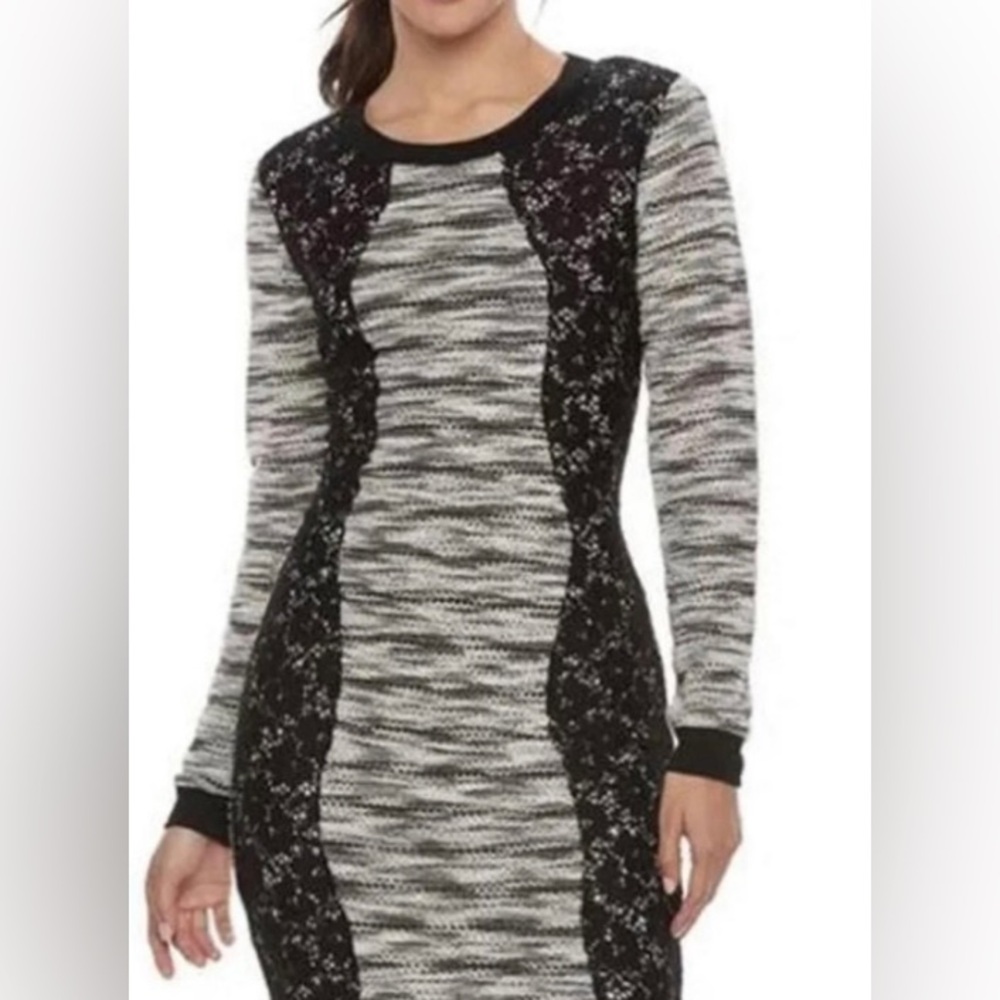Trixxi Three Pink Hearts Dress Fall Sweater Dress Lace Sz Juniors XL Goth Y2K